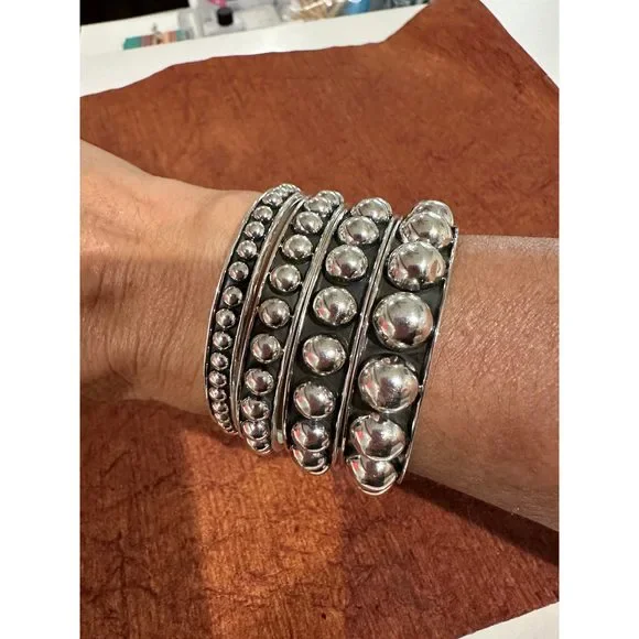 Handmade Sterling Silver Serenity Sphere Bracelets - Picture 3 of 8